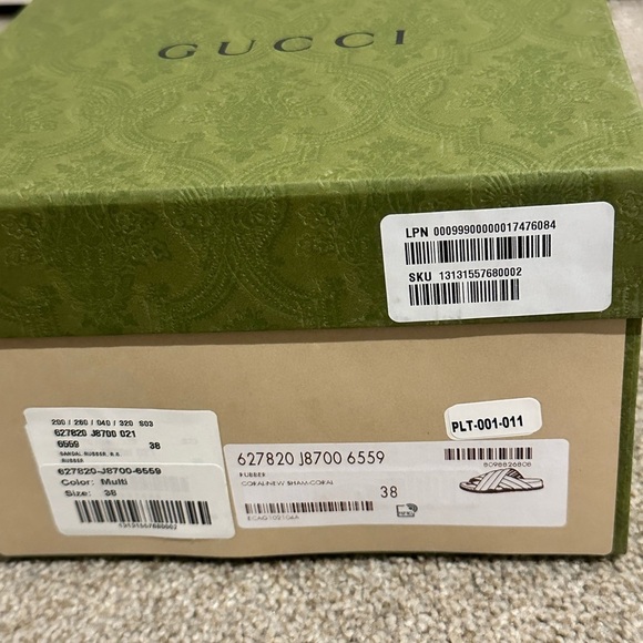 NEW Gucci Women's Rubber Web Striped Slides Sandals EU38 US8 - Picture 7 of 8